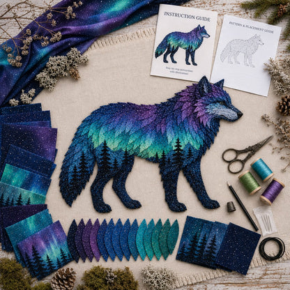 🐺Last Day 49% OFF - 🌌🐺Northern Lights Wildlife DIY Patchwork Kit