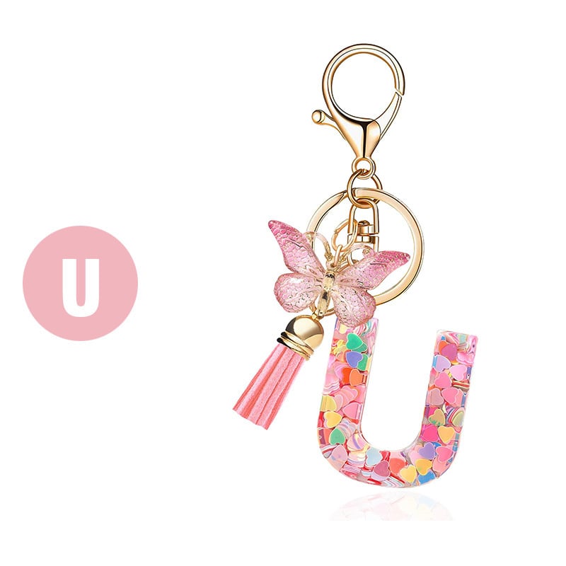 🔥 49% OFF Holiday Sale! 🎁Butterfly Letter Keychain Tassel Design Vibrant Durable Lightweight Gift