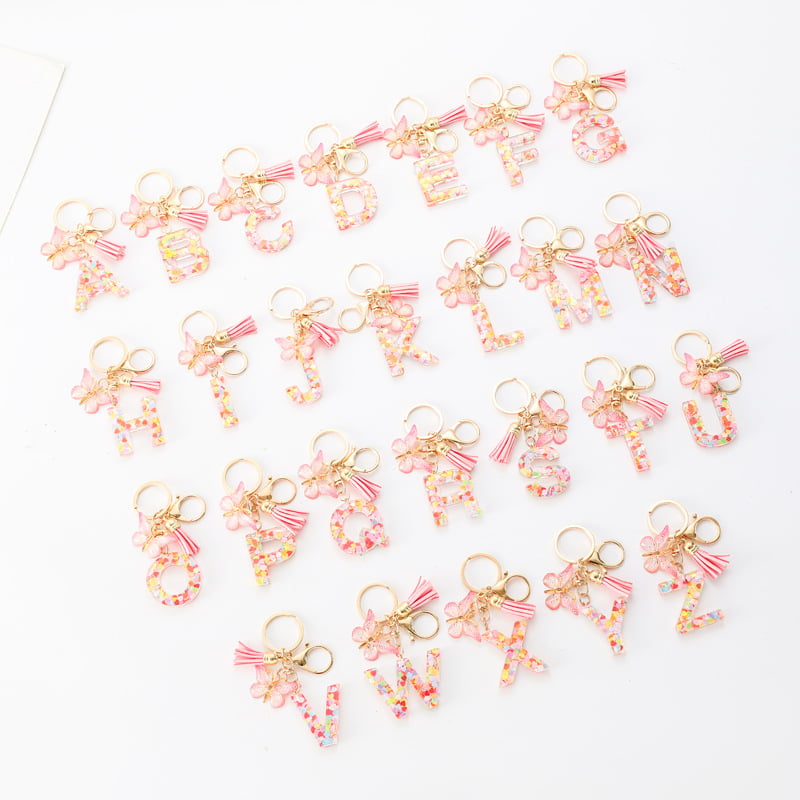 🔥 49% OFF Holiday Sale! 🎁Butterfly Letter Keychain Tassel Design Vibrant Durable Lightweight Gift