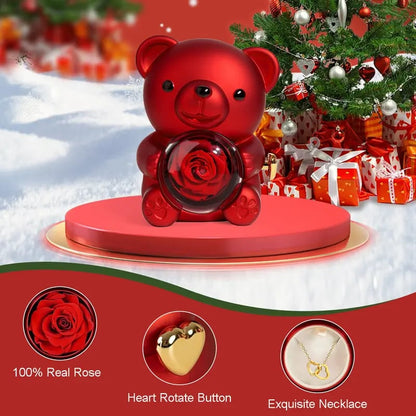 🏆Flash 49%⚡ Almost Gone-🧸 🌹 Cute Teddy Bear with Preserved Rose Gift Box 🎁