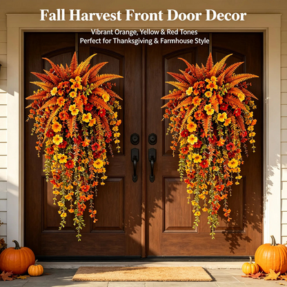 🔥 TODAY ONLY 50% OFF | Real-Touch Autumn Hanging Basket — Instant Fall Porch Decor (No Watering!)