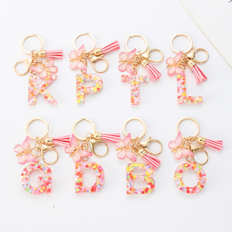 🔥 49% OFF Holiday Sale! 🎁Butterfly Letter Keychain Tassel Design Vibrant Durable Lightweight Gift