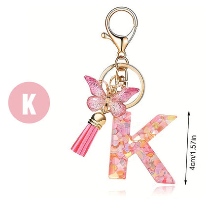 🔥 49% OFF Holiday Sale! 🎁Butterfly Letter Keychain Tassel Design Vibrant Durable Lightweight Gift