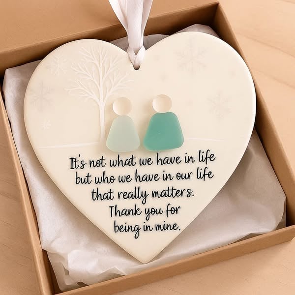 Heart-Shaped Sea Glass Friendship Decor🌊✨ Shaped by Nature & Crafted by Hand💝