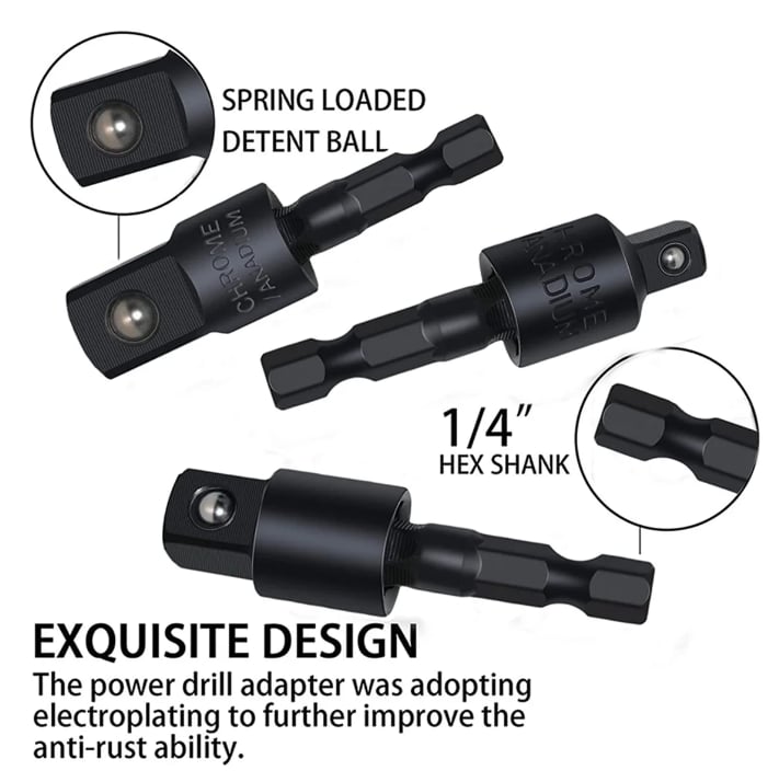 🔥LAST DAY 49% OFF - 🛠️6Pcs Right Angle Drill Attachment Set with 105° Angle Drill Adapter and Impact Grade Socket Adapter
