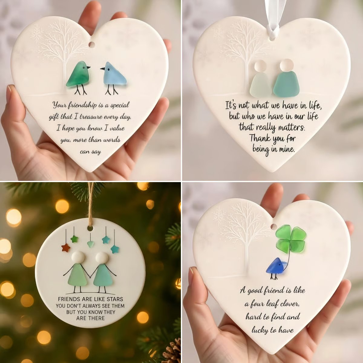 Heart-Shaped Sea Glass Friendship Decor🌊✨ Shaped by Nature & Crafted by Hand💝