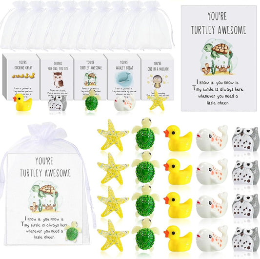 20 Sets Employee Appreciation Gifts – Funny Resin Animals with Thank You Cards (60 Pieces)