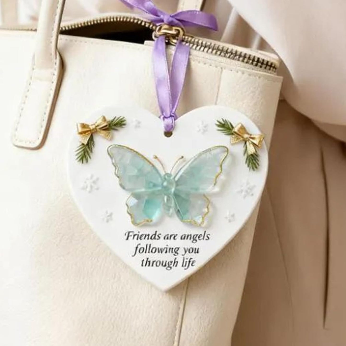 🎄Friends Are Angels Butterfly Heart Ornament – 💖Meaningful Friendship Christmas Keepsake