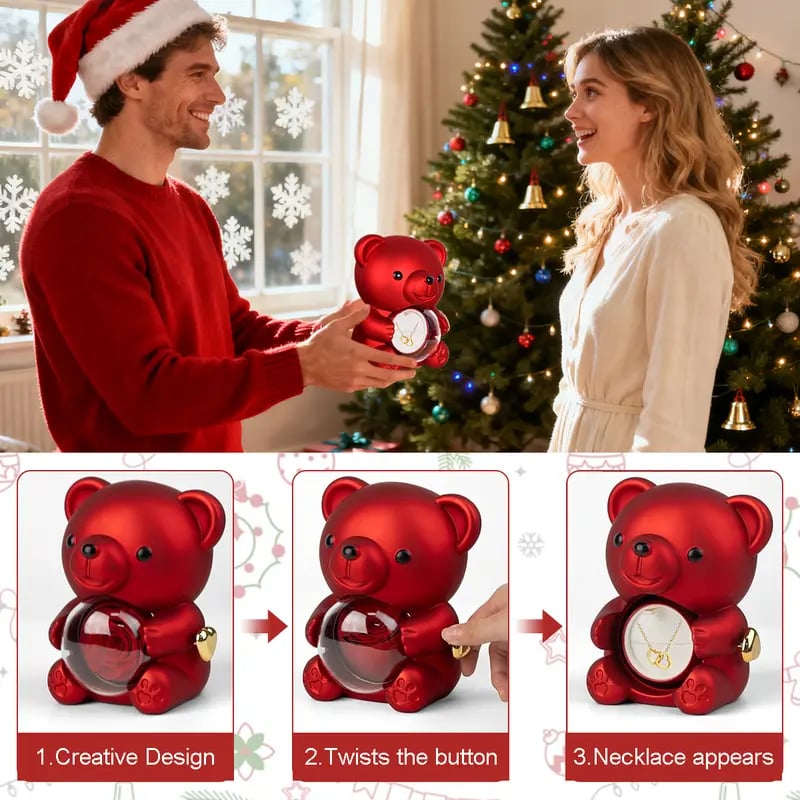 🏆Flash 49%⚡ Almost Gone-🧸 🌹 Cute Teddy Bear with Preserved Rose Gift Box 🎁