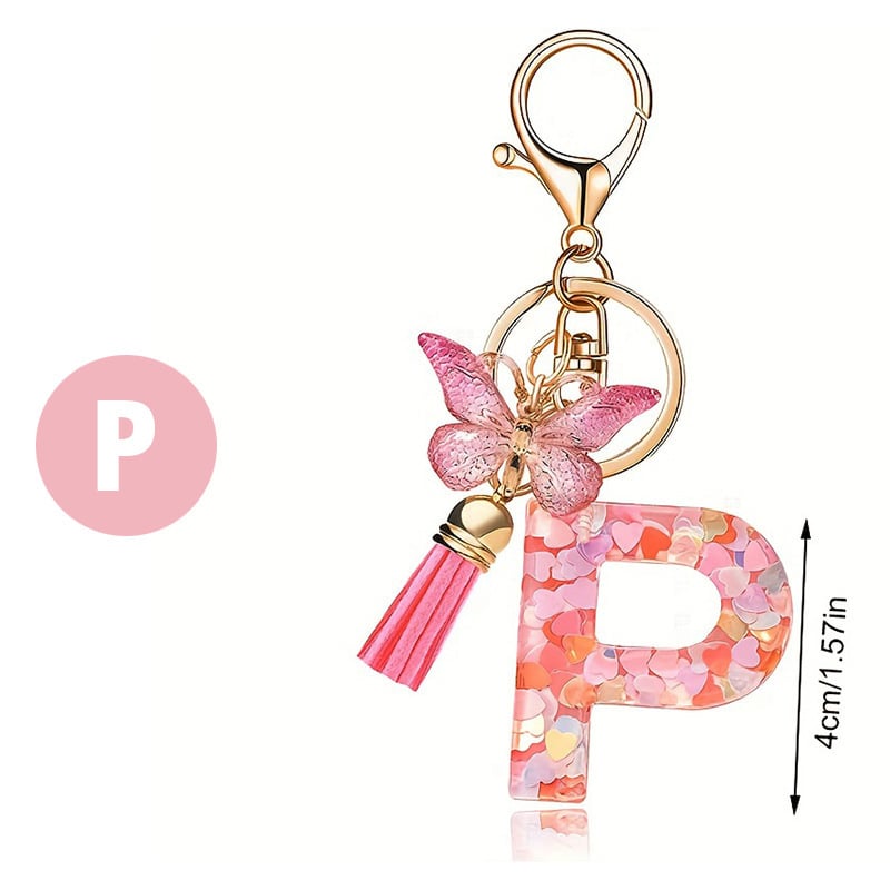 🔥 49% OFF Holiday Sale! 🎁Butterfly Letter Keychain Tassel Design Vibrant Durable Lightweight Gift