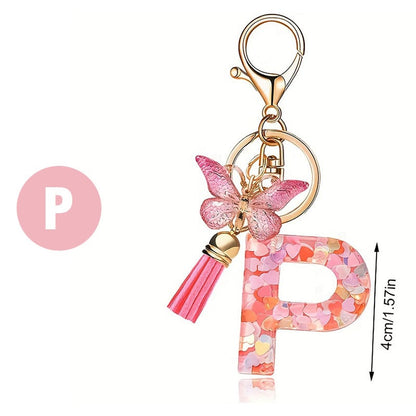 🔥 49% OFF Holiday Sale! 🎁Butterfly Letter Keychain Tassel Design Vibrant Durable Lightweight Gift