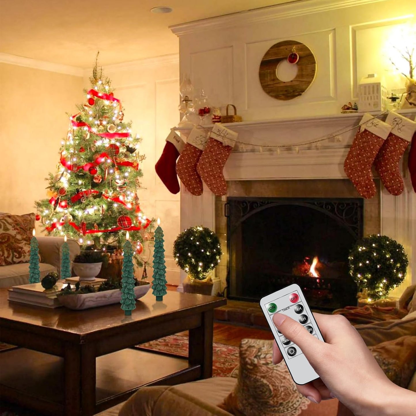 LAST DAY SALE 49% OFF 🌲Christmas Tree Flameless Taper Candle Lights with Remote Control✨