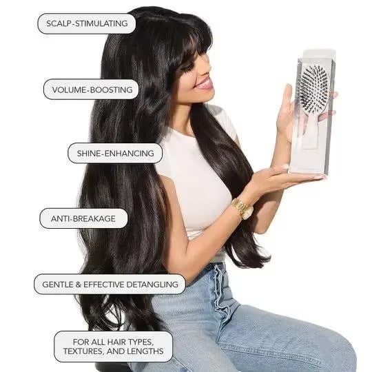 💥Viral World-Famous 5x Sold Out Paddle Brush - Smoother, Stronger, Shinier Hair - Boar Bristle Brush with Nylon Bristles and Microsphere Massaging Tips