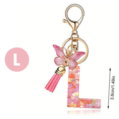 🔥 49% OFF Holiday Sale! 🎁Butterfly Letter Keychain Tassel Design Vibrant Durable Lightweight Gift