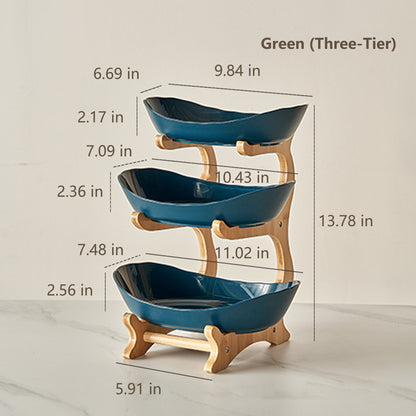 🍓2-Tier / 3-Tier Bamboo Fruit Basket with Stand – Space-Saving Countertop Organizer