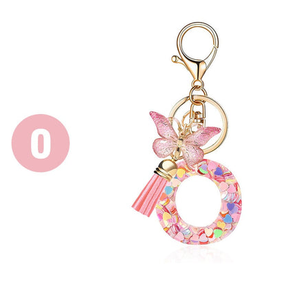 🔥 49% OFF Holiday Sale! 🎁Butterfly Letter Keychain Tassel Design Vibrant Durable Lightweight Gift