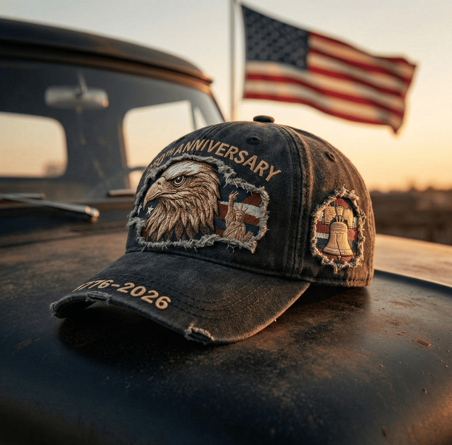America 250 Cap 🇺🇸 – 💥Heavyweight Washed Canvas Patriotic Hat、Limited Collector's Edition