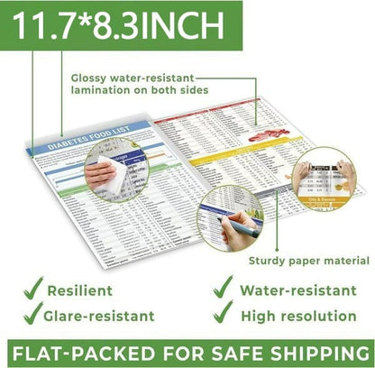 🎁Hot Sale 49% OFF - 3 Counts Diabetic Food Chart Brochure & Meal Planner - Low GI Foods, Calories, Glycemic Index, and Vitamin Chart