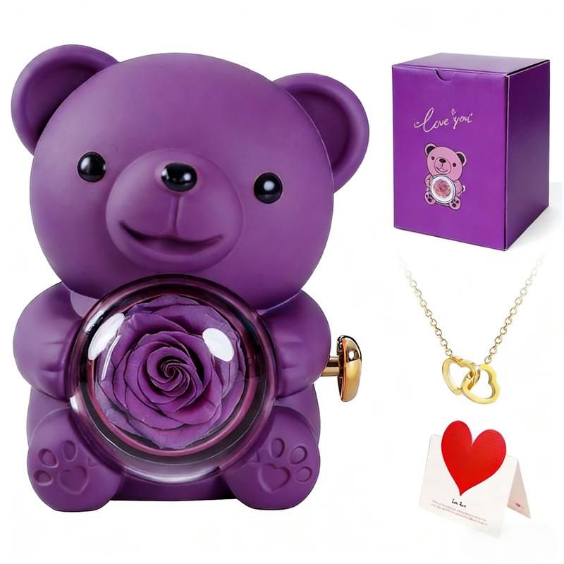 🏆Flash 49%⚡ Almost Gone-🧸 🌹 Cute Teddy Bear with Preserved Rose Gift Box 🎁