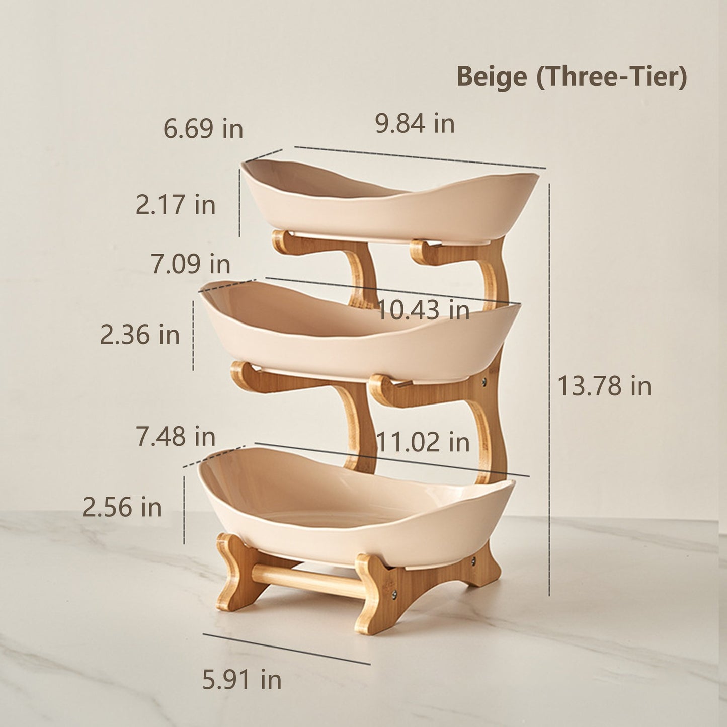 🍓2-Tier / 3-Tier Bamboo Fruit Basket with Stand – Space-Saving Countertop Organizer