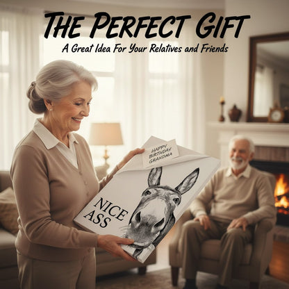 🔥Last Day 49% OFF🤣Funny Bathroom Wall Art - "Nice Ass" Donkey Print