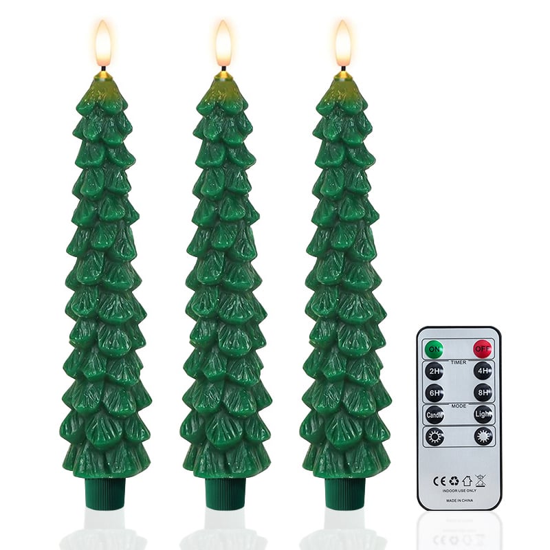 LAST DAY SALE 49% OFF 🌲Christmas Tree Flameless Taper Candle Lights with Remote Control✨