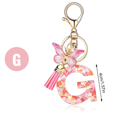 🔥 49% OFF Holiday Sale! 🎁Butterfly Letter Keychain Tassel Design Vibrant Durable Lightweight Gift