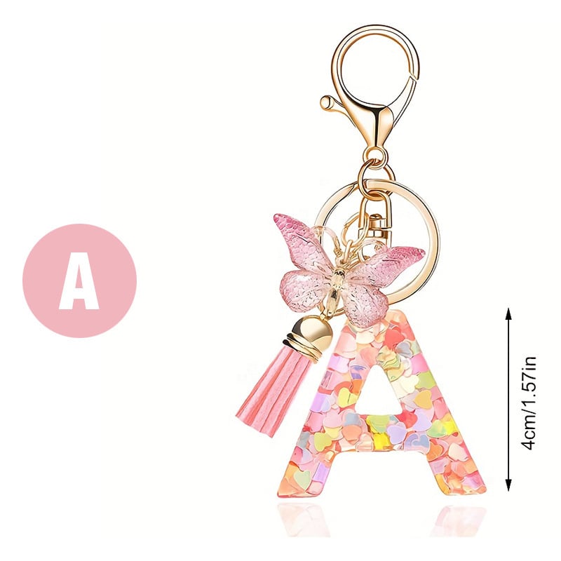 🔥 49% OFF Holiday Sale! 🎁Butterfly Letter Keychain Tassel Design Vibrant Durable Lightweight Gift