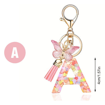 🔥 49% OFF Holiday Sale! 🎁Butterfly Letter Keychain Tassel Design Vibrant Durable Lightweight Gift
