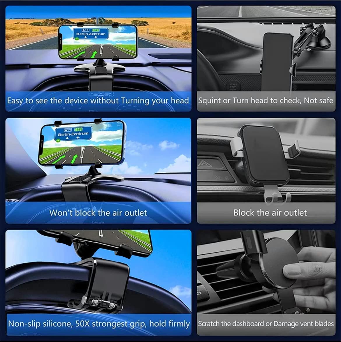 New Upgrades🔥360°Adjustable Car Dashboard Mobile Phone Holder📱Works with all mobile phones
