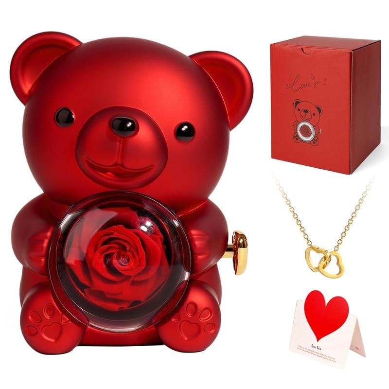 🏆Flash 49%⚡ Almost Gone-🧸 🌹 Cute Teddy Bear with Preserved Rose Gift Box 🎁