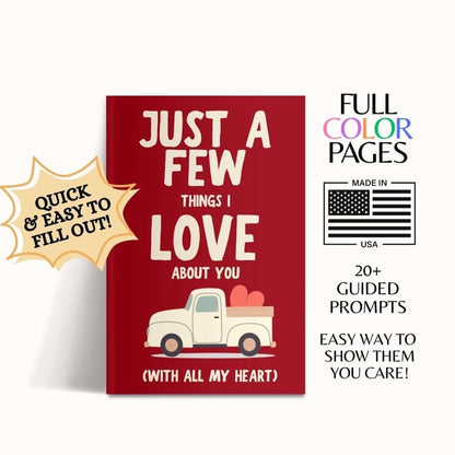 🔥Valentine's Day Special Offer 50% OFF - ❤️Just A Few Things I Love About You (With All My Heart) Fill In The Blank Gift Book📚