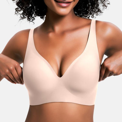 🎁🔥Womens Comfortable Wireless Bras Push Up Bralettes Seamless Tshirts Bras Deep V Everyday Bras