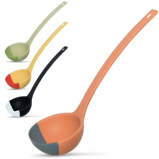 Discount: 1 Week Remaining : Silicone Spoon - Colorful Silicone Spatula Ladle with a Soft Top to Mold to your Pots & Pans