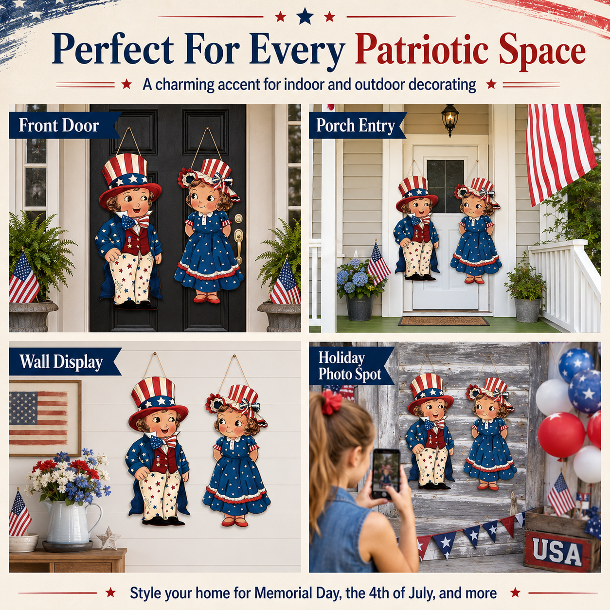 🔥Hot Sale 49% off🌟Patriotic Wooden Hanging Door Signs