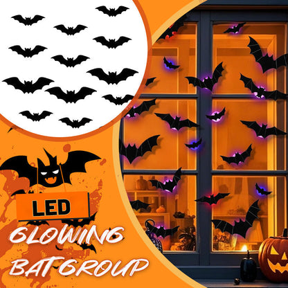 Glowing 3D LED Flying Bat Wall Decor (12–120 Pcs Set) — Instant Haunted Atmosphere