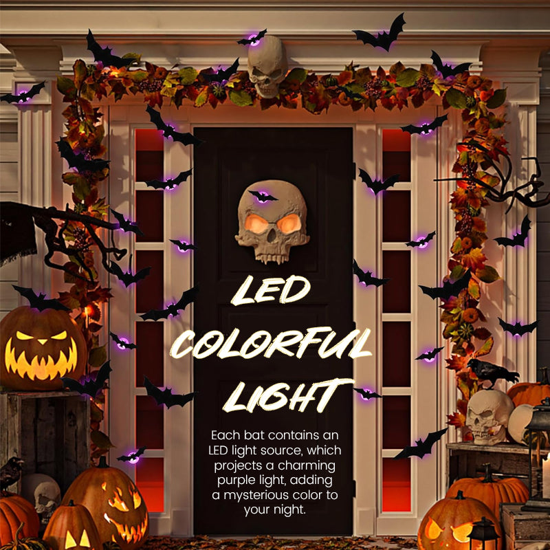 Glowing 3D LED Flying Bat Wall Decor (12–120 Pcs Set) — Instant Haunted Atmosphere