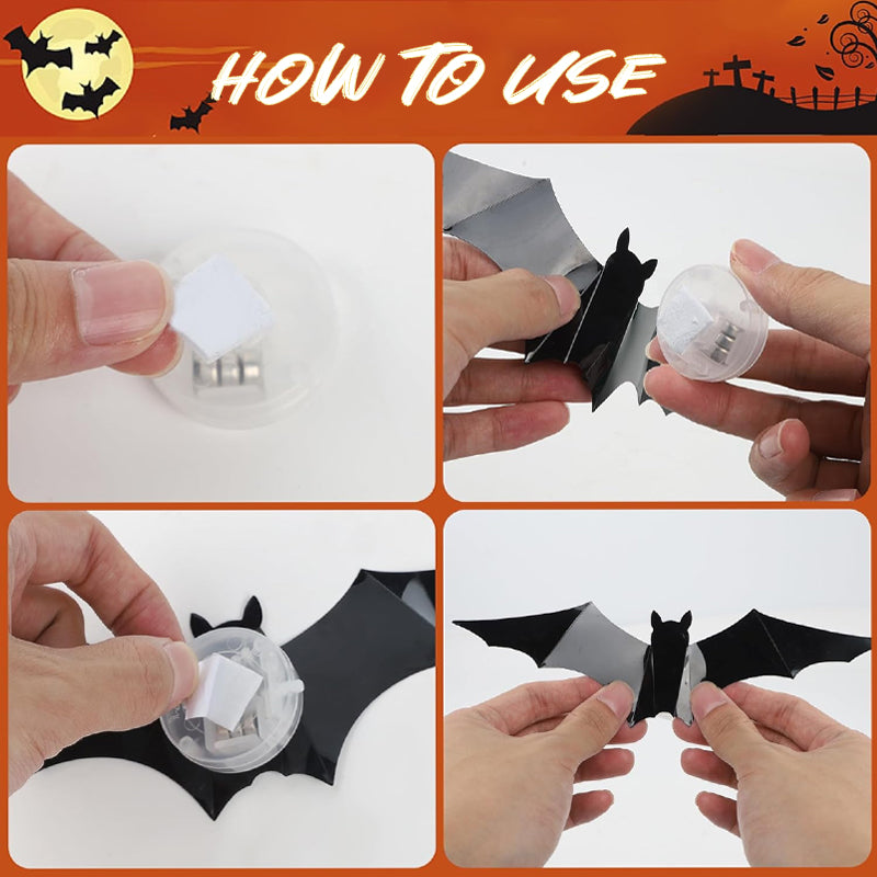 Glowing 3D LED Flying Bat Wall Decor (12–120 Pcs Set) — Instant Haunted Atmosphere
