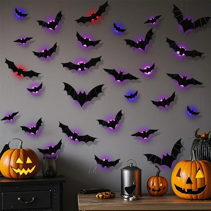 Glowing 3D LED Flying Bat Wall Decor (12–120 Pcs Set) — Instant Haunted Atmosphere
