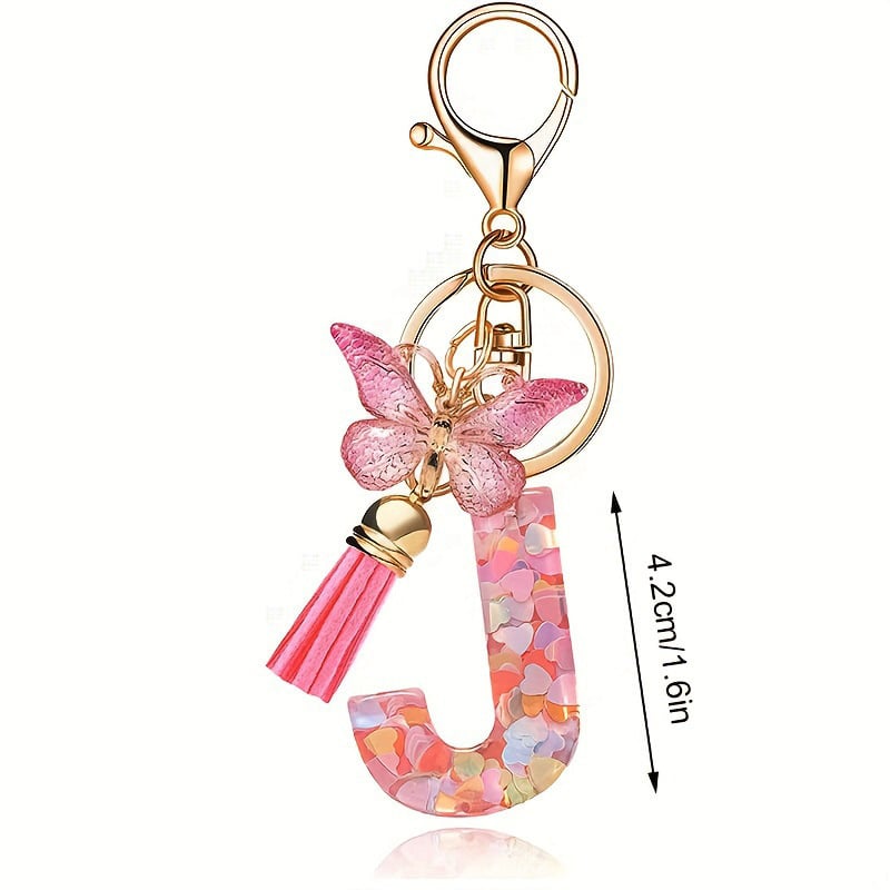 🔥 49% OFF Holiday Sale! 🎁Butterfly Letter Keychain Tassel Design Vibrant Durable Lightweight Gift