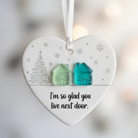 🏠Last Day 49% OFF -💝"I'm so glad you live next door" Christmas Heart-shaped Ornament