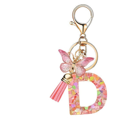 🔥 49% OFF Holiday Sale! 🎁Butterfly Letter Keychain Tassel Design Vibrant Durable Lightweight Gift