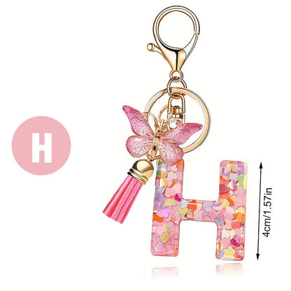 🔥 49% OFF Holiday Sale! 🎁Butterfly Letter Keychain Tassel Design Vibrant Durable Lightweight Gift