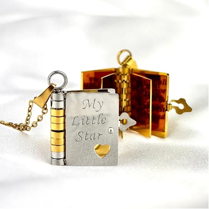 📿My Little Star Book Necklace for Daughter, Birthday Day Gift Graduation Jewelry of Love💖