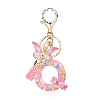 🔥 49% OFF Holiday Sale! 🎁Butterfly Letter Keychain Tassel Design Vibrant Durable Lightweight Gift