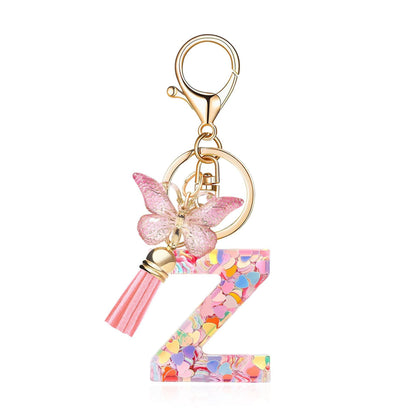 🔥 49% OFF Holiday Sale! 🎁Butterfly Letter Keychain Tassel Design Vibrant Durable Lightweight Gift