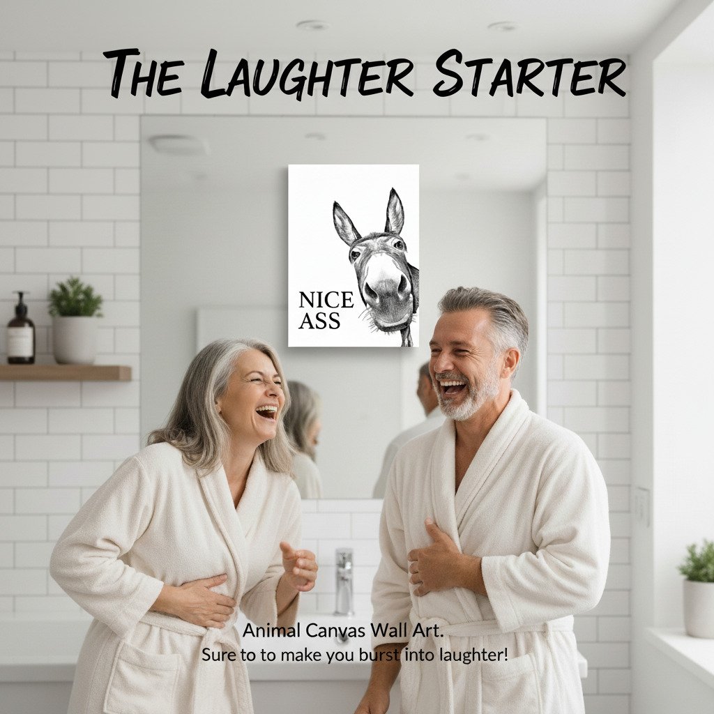 🔥Last Day 49% OFF🤣Funny Bathroom Wall Art - "Nice Ass" Donkey Print