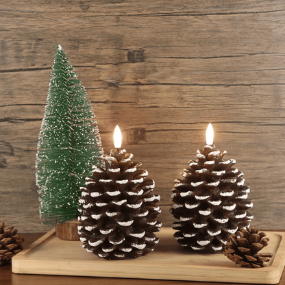 ✨Versatile for Multiple Scenarios! Flameless Pinecone Candles, Suitable for Christmas Decor, Daily Ornaments, Holiday Gifting