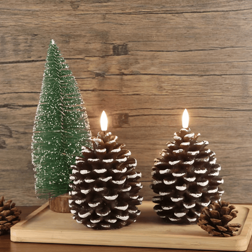 ✨Versatile for Multiple Scenarios! Flameless Pinecone Candles, Suitable for Christmas Decor, Daily Ornaments, Holiday Gifting