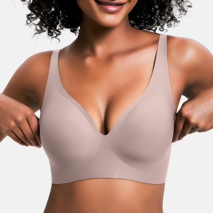 🎁🔥Womens Comfortable Wireless Bras Push Up Bralettes Seamless Tshirts Bras Deep V Everyday Bras